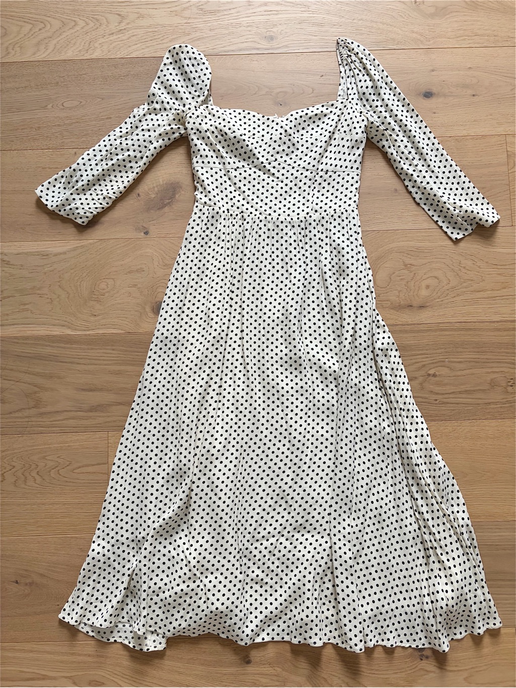 Reformation Inori Midi Dress - White Polka Dots